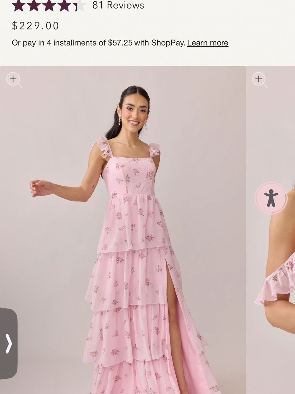 Revelry Pink Tiered Floral Ruffle Strap Wedding Dress